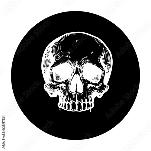 Human skull illustration art in black background graphic resource design with vector format image template for creative projects