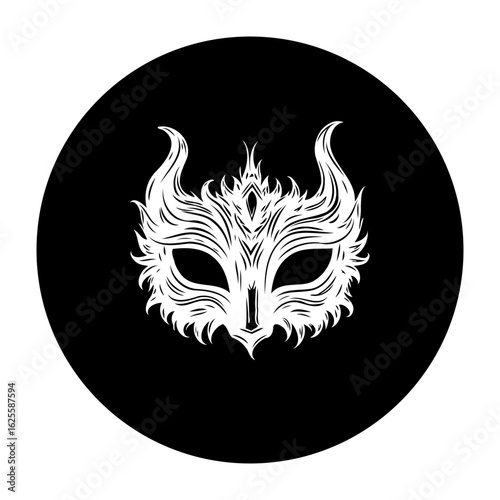 Elegant masquerade mask design showcases ornate details against a stark black background creating mystery