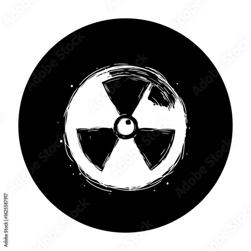 Symbol of radioactivity vector icon design with a simple style illustration, black and white
