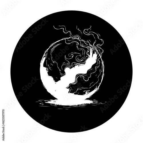 Illustration of a burning world globe symbolising climate change with pollution global warming danger and environmental crisis concept