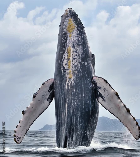 Majestic humpback whale breaching in a sequence of captivating images