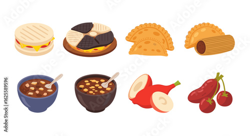 A delightful arrangement of diverse culinary delights including soups, sandwiches and exotic fruits.
