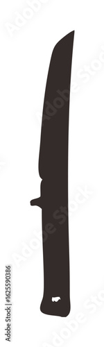 Silhouette of a long, slender knife or blade, possibly a hunting knife or similar tool.