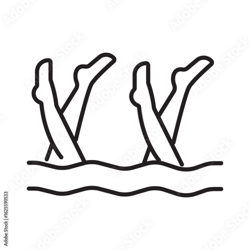 A single icon of synchronized swimming in outline style, representing artistic aquatic performance. Editable stroke vector illustration.