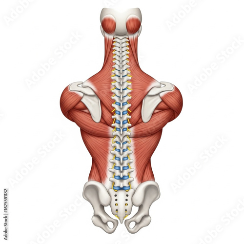 Human Anatomy Posterior View: Spine, Muscles, Bones, and Skeletal Structure