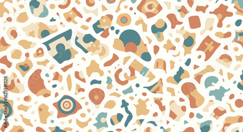 Abstract Seamless Pattern Design Featuring Organic Shapes in Earthy Tones Creating a Visually Appealing and Modern Aesthetic Depicting Calmness and
