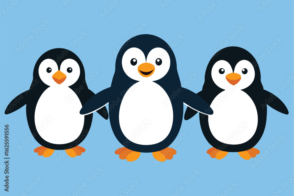 Fototapeta premium vector set of cartoon penguins in various playful.eps