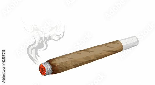 A Cartoon-Style Illustration of a Lit Cigarette Emitting Smoke on a White Backdrop