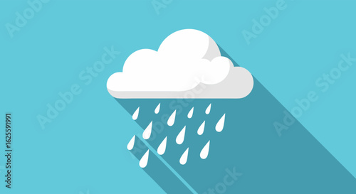 Stylized Rainfall Illustration with Soft Shadow and Pastel Sky Backdrop for Weather Forecasts, Alerts and Environmental Design