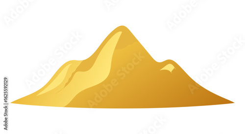 Stylized golden mountain range illustration with smooth gradient and cartoonish design that would work as a logo 65 characters