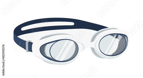 Isolated illustration showcasing streamlined swimming goggles with a secure band and clear lenses, ideal for aquatic activities providing enhanced