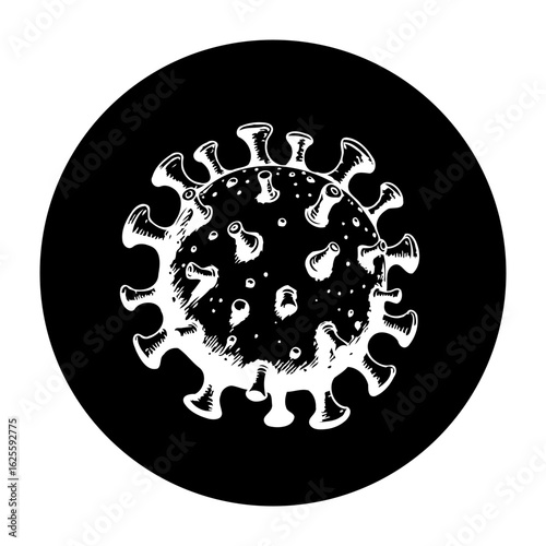 Detailed hand drawn vector illustration of coronavirus symbol representing the global pandemic disease spreading rapidly worldwide
