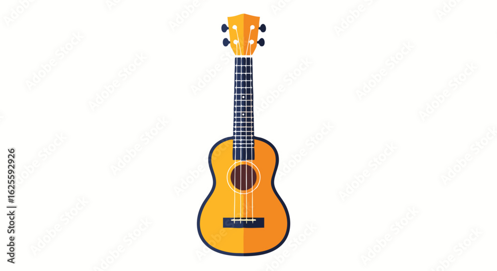 Obraz premium Vibrant ukulele illustration with clear lines isolated on a clean white backdrop ideal for instructional graphic design work