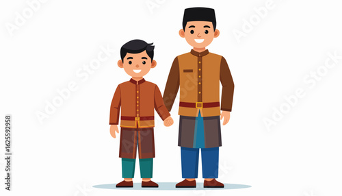 Father and Son Celebrating Eid: A Generational Bond