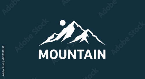 Majestic Mountain Peaks Logo Design with a Minimalist Aesthetic and Serene Background