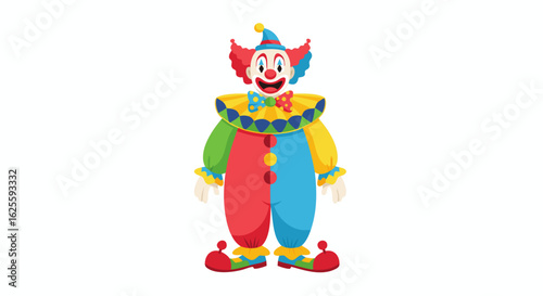 Whimsical Clown Illustration with Vibrant Colors and Traditional Costume for Carnival Fun and Entertainment