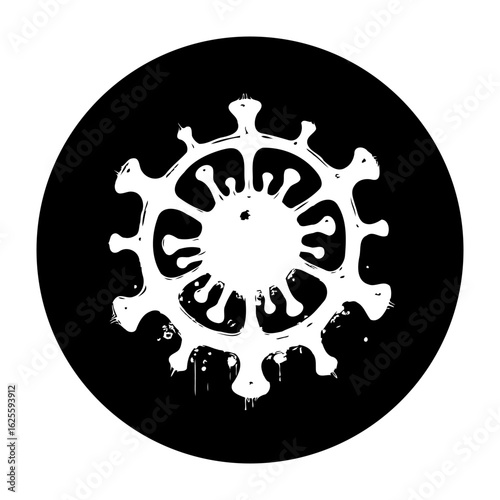 Abstract monochrome corona virus bacterium art creative hand drawn vector illustration symbol icon concept