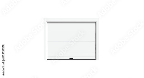 Sleek modern design of a residential garage door, presenting clean lines and minimalist aesthetic on a bright white background, creating a refined