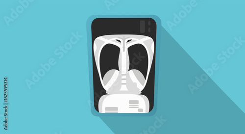 Graphical vector rendition of a thoracic radiography revealing a detailed skeletal and pulmonary anatomy representation for medical diagnostic