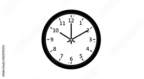Clock face displaying ten past twelve illustration for time management representation