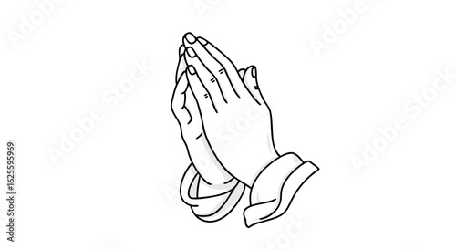 Outlined Supplication: Hands Clasped in Quiet Devotion with Simple Design Aesthetic for Hope and Faith Expression Depiction