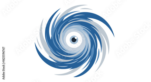 Stylized Hurricane Icon with Abstract Swirling Vortex Pattern on White Background