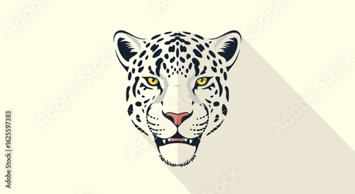 Elegant minimalist leopard head graphic with intricate details in vector format for design projects and presentations
