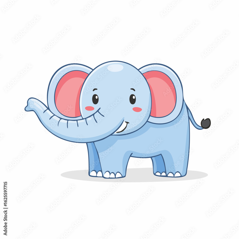 Obraz premium Adorable Cartoon Elephant Illustration with Playful Expression and Charming Details