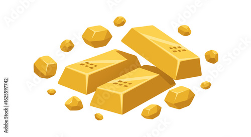 Illustrative Stack of Gold Bars and Nuggets Symbolizing Wealth Accumulation and Prosperity