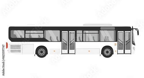 Sleek City Transit: An Isolated Perspective of a Modern White and Black Urban Bus, a Common Sight   in Commuter Transportation Systems across