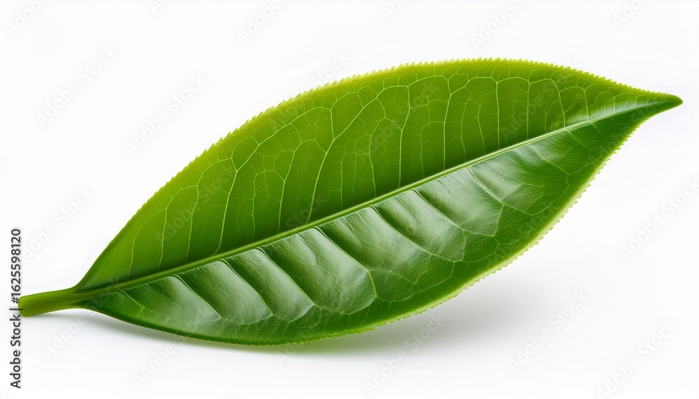 Fototapeta premium high quality green tea leaf isolated on white background n high resolution