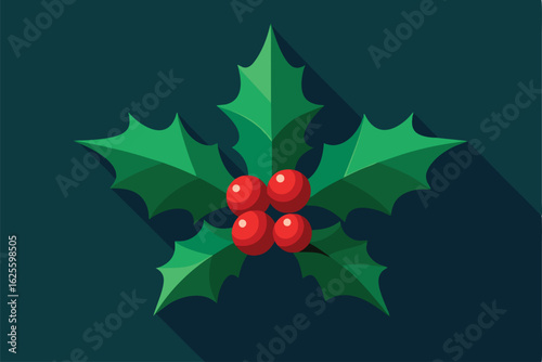 elegant vector illustration of holly branches wit.eps