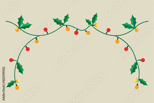 Wallpaper Mural festive border featuring strands of twinkling fai (1).eps Torontodigital.ca