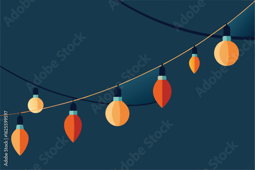 festive string light bulbs draped diagonally acros.eps