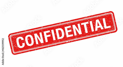 Red confidential rubber stamp with a grunge effect, a vector illustration isolated.