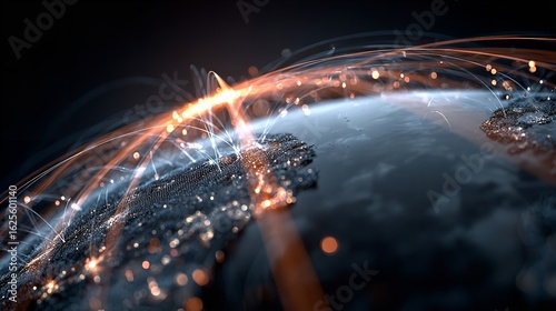 Global Connectivity A vibrant network of glowing data streams encircling on transparent background