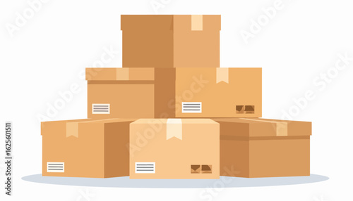 Stacked Cardboard Boxes: Moving, Storage, Delivery