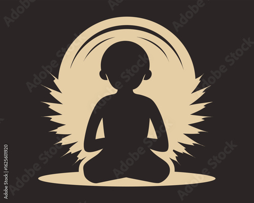 Find inner peace with this yoga meditation silhouette in a tranquil lotus pose