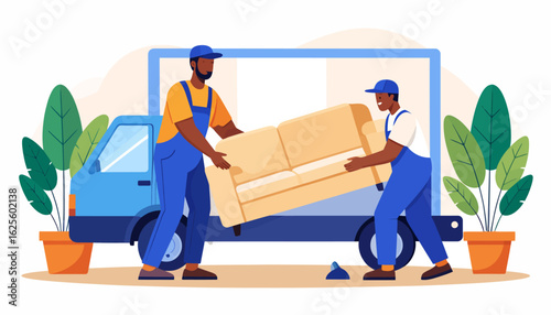 Moving Day: Professional Movers Loading Furniture onto a Truck