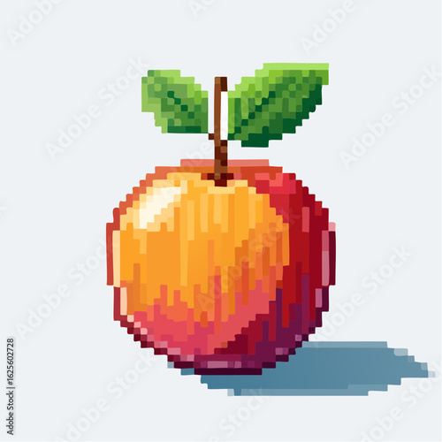 Pixelated apple artwork reminiscent of retro gaming aesthetics and digital art creation