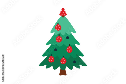 hand painted christmas tree with watercolor textu.eps