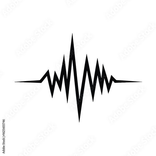 Abstract sound waveform silhouette isolated on white background