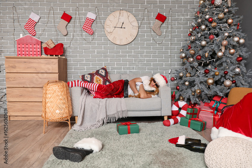 Drunk Santa Claus with bott...