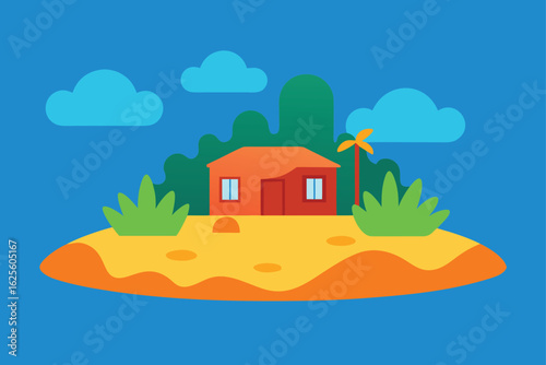 Wallpaper Mural remote island property surrounded by coral reef  .eps Torontodigital.ca