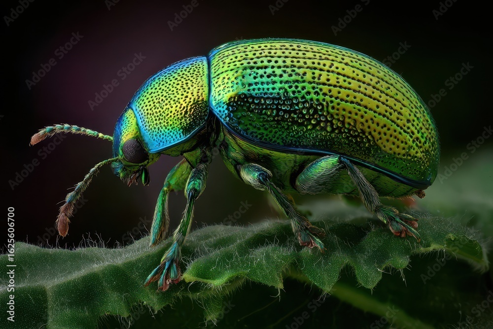 Fototapeta premium Stunning Macro Shot of a Vibrant Green Beetle