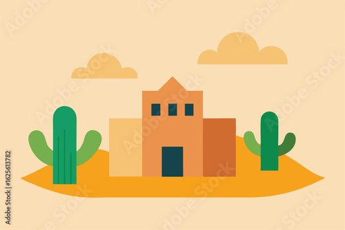 desert house with cactus and sand surroundings for (1).eps