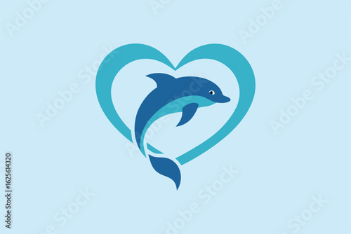 design a stylized dolphin jumping through a heart (1).eps