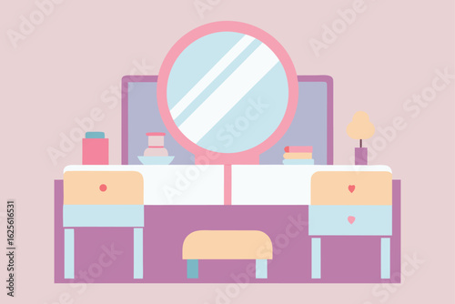 feminine pastel bedroom with vanity table   (1).eps