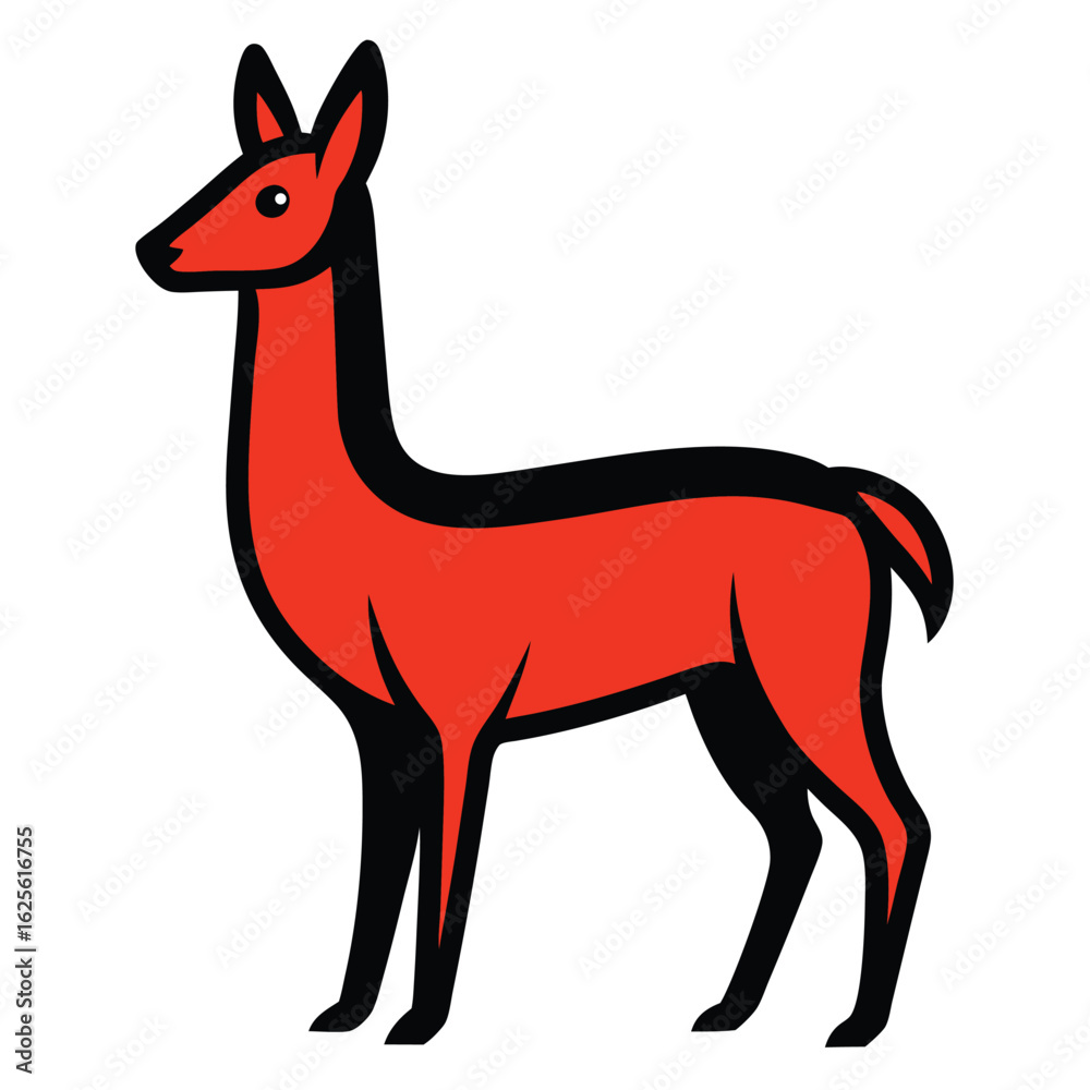 Fototapeta premium Solid color Vicuña animal vector design