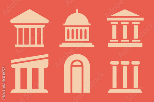 flat icons set of architectural orders  doric  ion.eps